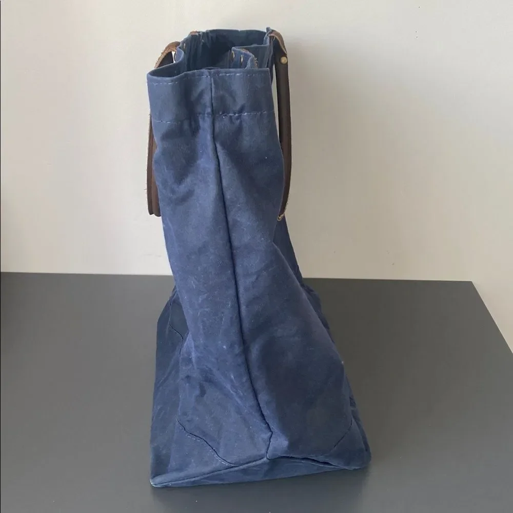 Accessories Unlimited Waxed Canvas Tote Bag XL Navy Blue Nautical Coastal Chic